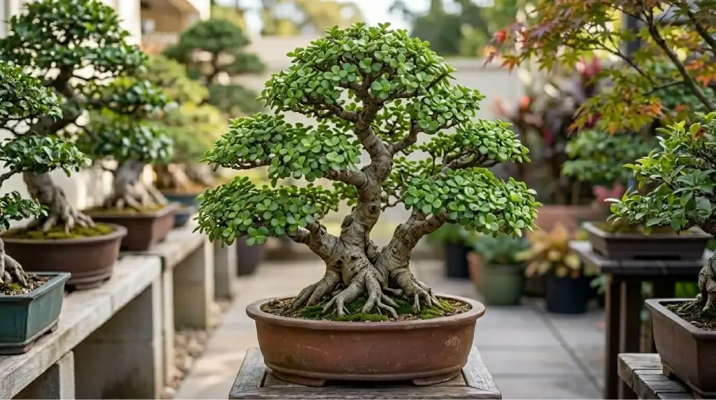 Jade Enano (Portulacaria Afra) bonsái con hojas carnosas